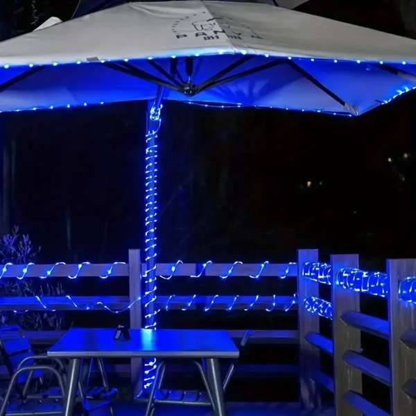 Solar Powered Tube Light Copper Wire Blue 50M With Remote Control