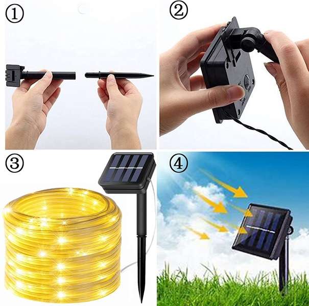 ZYF-D263 Solar Powered Tube Light Copper Wire Warm White 20M