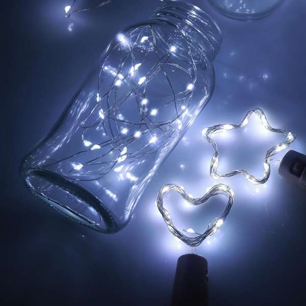ZYF-D235 White 3M Copper Wire Cork Bottle Fairy Lights Pack of 50
