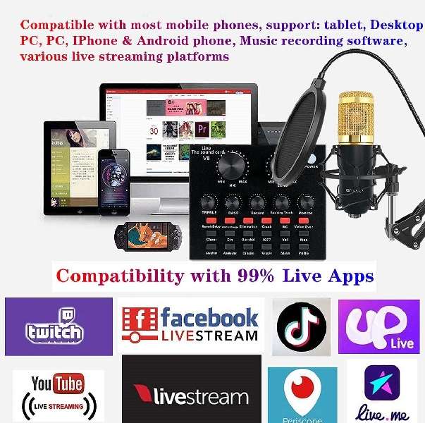 PM-216 Professional Microphone +V8 Sound Card with Accessories BM-800