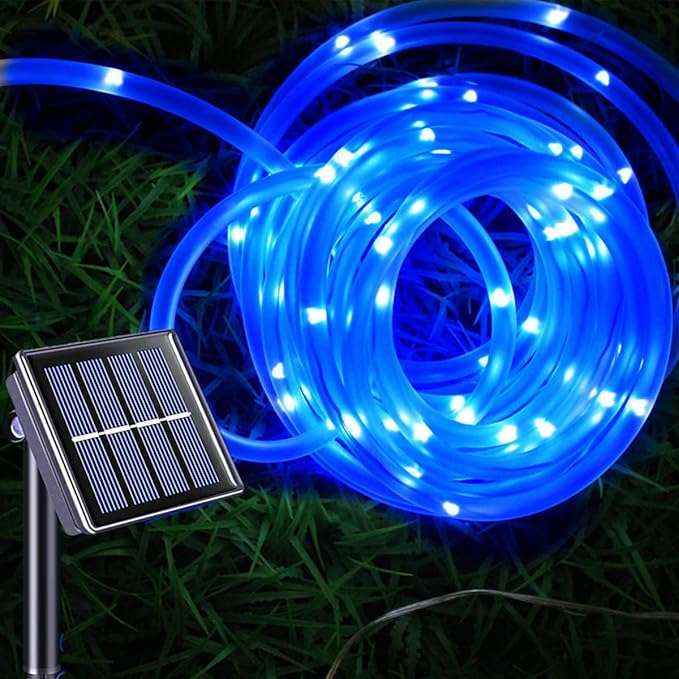 Solar Powered Tube Light Copper Wire Blue 50M With Remote Control