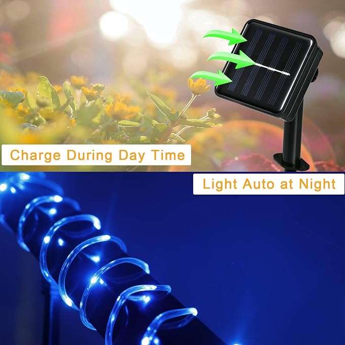 ZYF-D260 Solar Powered Tube Light Copper Wire Blue 10M