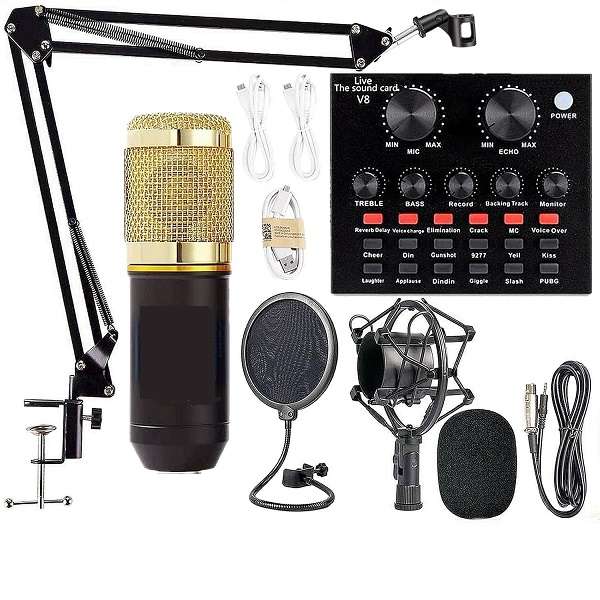 PM-216 Professional Microphone +V8 Sound Card with Accessories BM-800