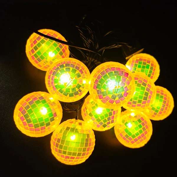 ZYF-D276 10 Bulb Disco Ball LED String Light  Warm White Light + Interconnecting Plug
