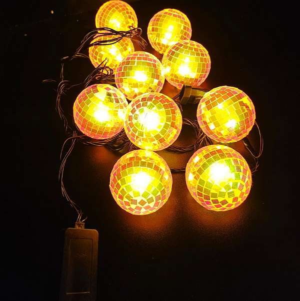 ZYF-D277 10 Bulb Disco Ball LED String Light Orange Light + Interconnecting Plug