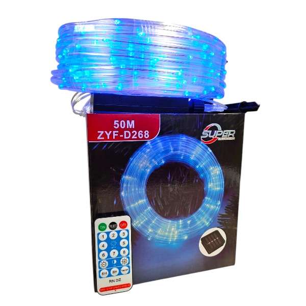 ZYF-D268 Solar Powered Tube Light Copper Wire Blue 50M With Remote Control