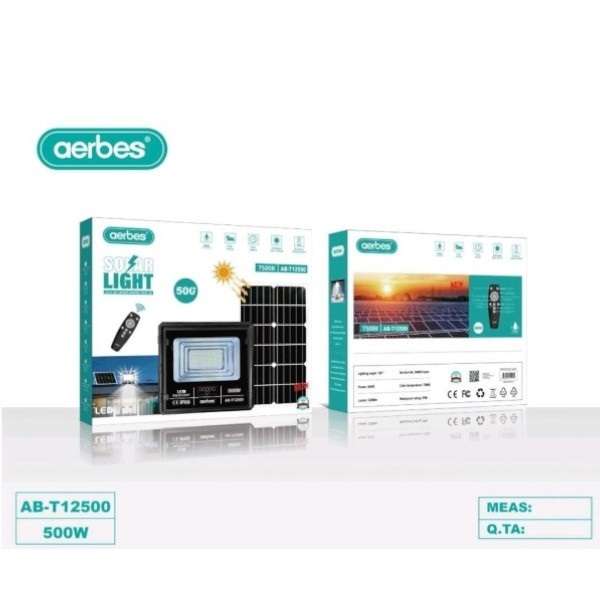 Aerbes AB-T12500 Rounded Corner Solar Flood Light With Remote Control 500W