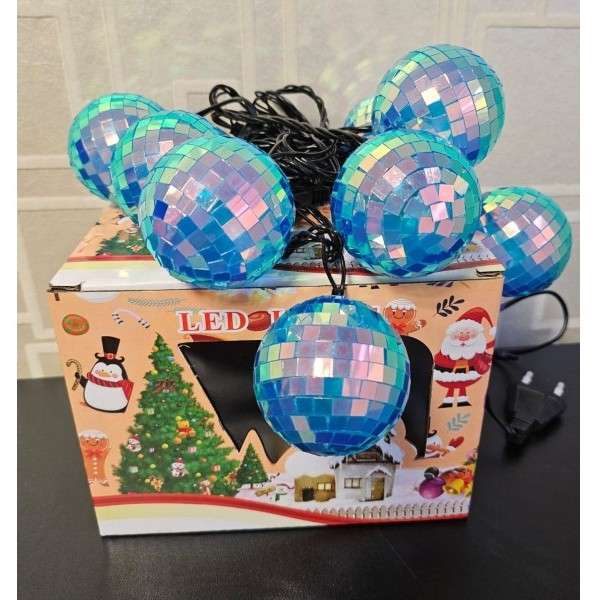 ZYF-D280 10 Bulb Disco Ball LED String Light  Green Light + Interconnecting Plug