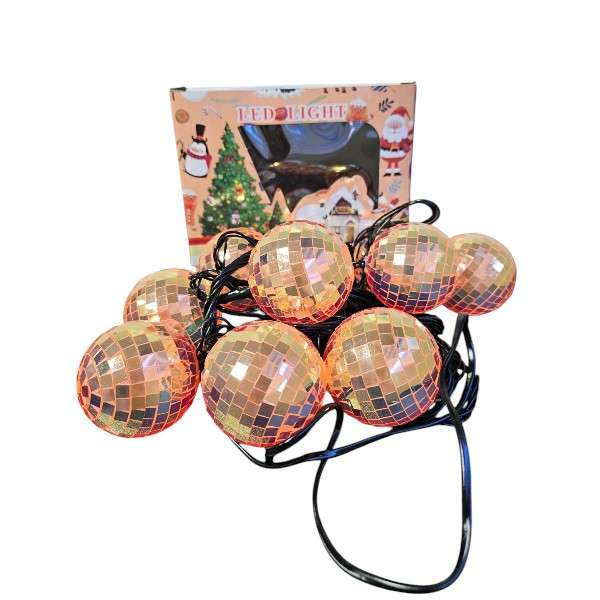 ZYF-D277 10 Bulb Disco Ball LED String Light Orange Light + Interconnecting Plug
