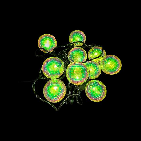 ZYF-D280 10 Bulb Disco Ball LED String Light  Green Light + Interconnecting Plug