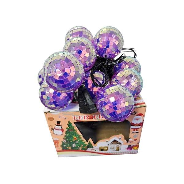ZYF-D279 10 Bulb Disco Ball LED String Light Red Light + Interconnecting Plug