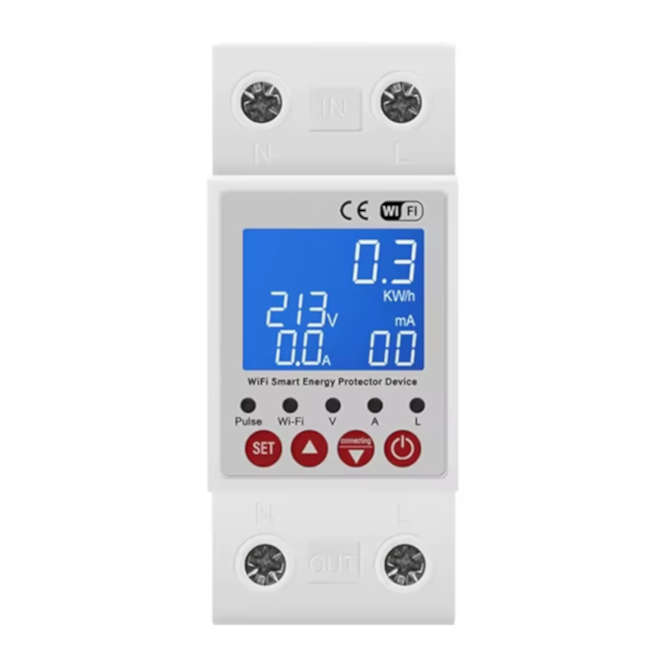 WIFI UV, OV, CURENT & EARTH LEAKAGE ADJ DEVICE W/KWH & TIMER ADSM-63W