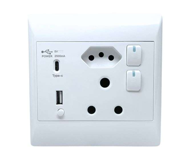 RSA SOCKET + EUR + 1 X USB (5V 2500mA) 1 X TYPE C STI-1079