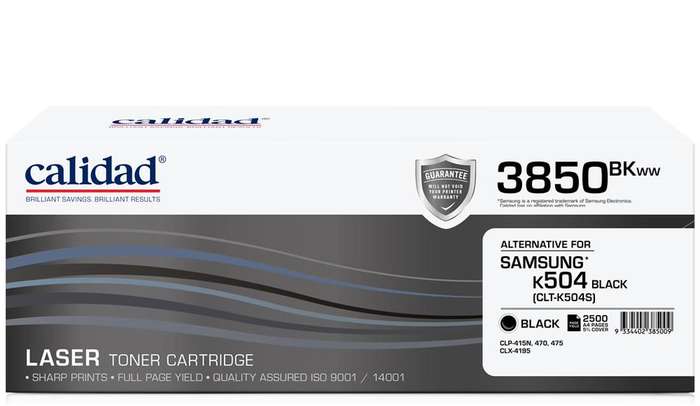Calidad 3850-BKWW Black Toner alternative for SAMSUNG ML4550 / ML4550 / CLTK504S