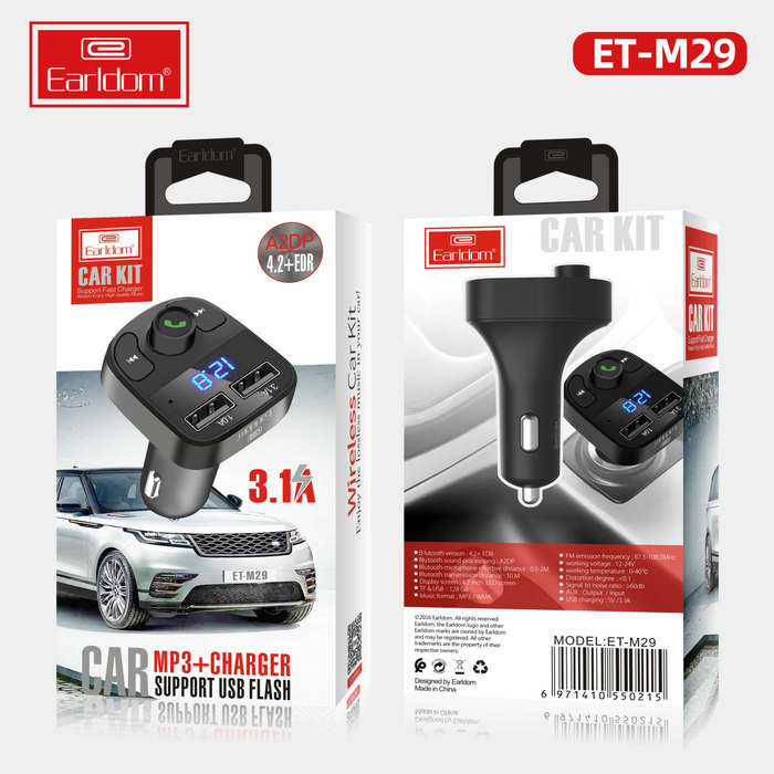 Earldom ET-M29 Car Charger + Bluetooth Modulator