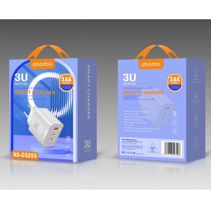 Abodos AS-CS253 3.6A USB+2Type-C Charger - iPhone