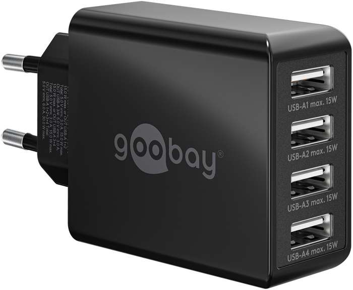 Goobay 30W 4-Port USB Charger - Black