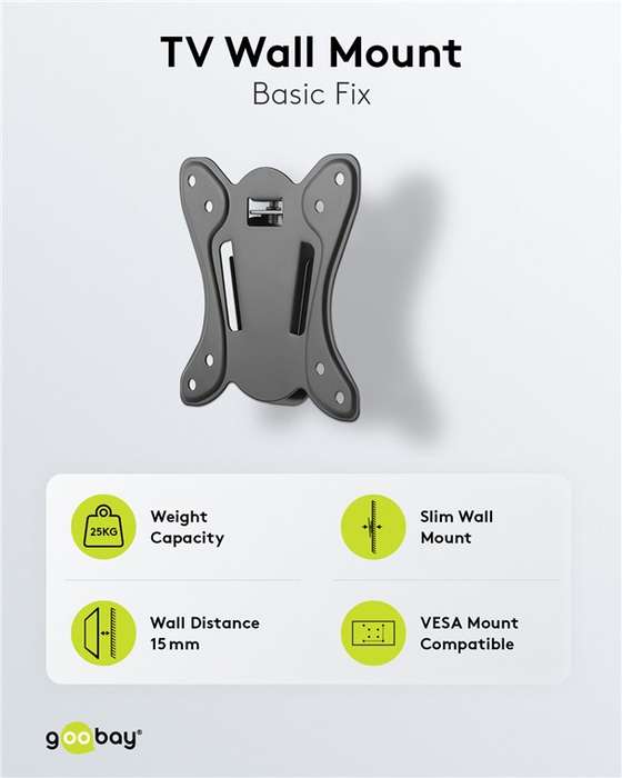 Goobay TV Wall Mount Basic FIXED (Size S) for TVs from 23" to 42" up to 25KG