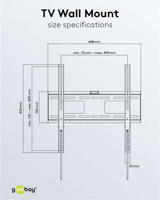 Goobay TV Wall Mount Pro FIXED (M) for TVs from 32" to 55" up to 50 kg