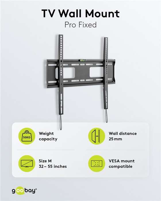 Goobay TV Wall Mount Pro FIXED (M) for TVs from 32" to 55" up to 50 kg