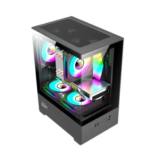 Armaggeddon Aquaron Duplex One RGB MicroATX Gaming Case - Black