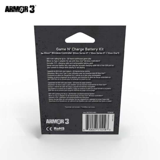 Armor3 Game N' Charge Battery Kit for Xbox Series X - White