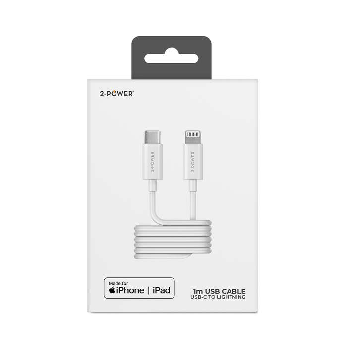 2PUC1M03W | 2-Power 1m USB Cable USB-C to Lightning