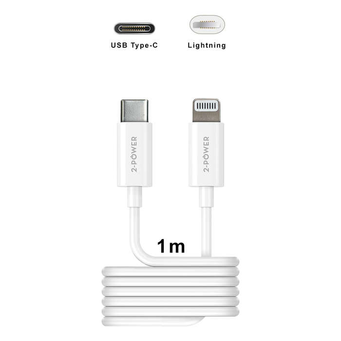 2PUC1M03W | 2-Power 1m USB Cable USB-C to Lightning