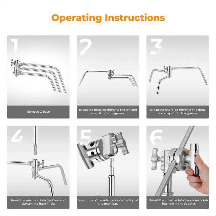 KF34.037 | K&F C-Stand with Adjustable Boom Arm and 2 Knuckles