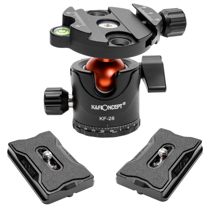 KF31.023 | K&F 28mm Ball Head with 10kg Load Capacity and Two Quick Release Plates