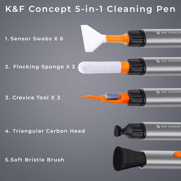 K&F 5-in-1 Electronics Cleaning Pen with Full Frame Sensor Swabs | SKU.1976