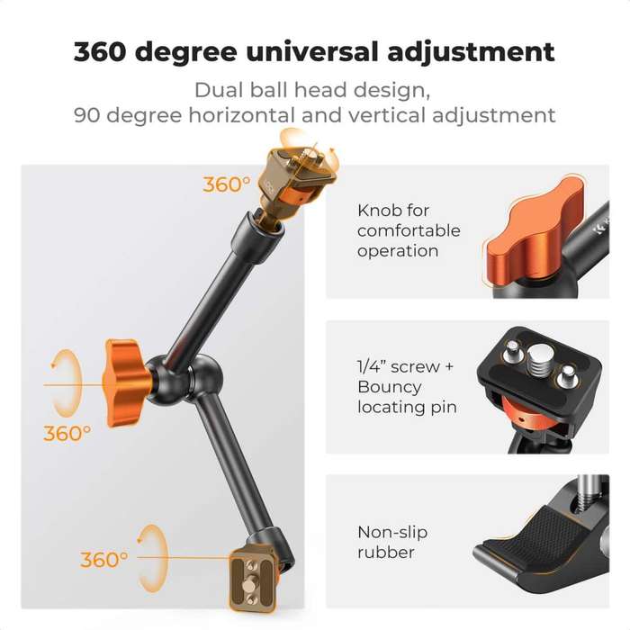 KF31.132 | K&F 11" (28cm) Magic Arm with Super Clamp