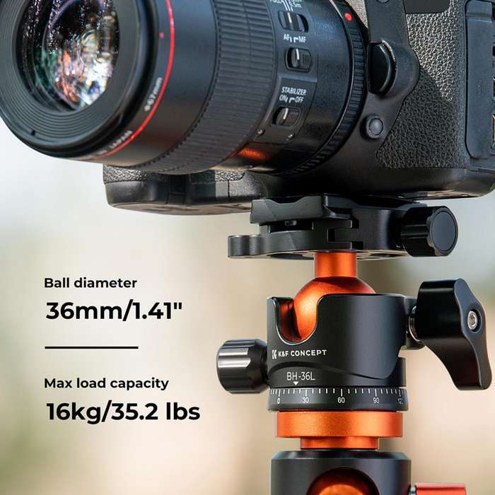 KF31.044V1 | K&F 36mm Metal Tripod Ball Head for Load Capacity up to 16KG
