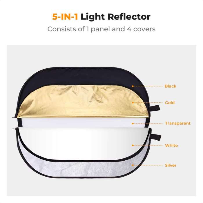 K&F 5-In-1 Collapsible Reflector Oval 60x90cm | KF18.0010