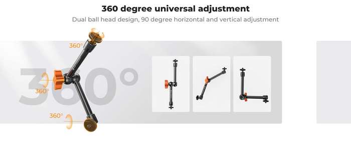 KF31.131 | K&F 9.8" (25cm) Magic Arm with Super Clamp