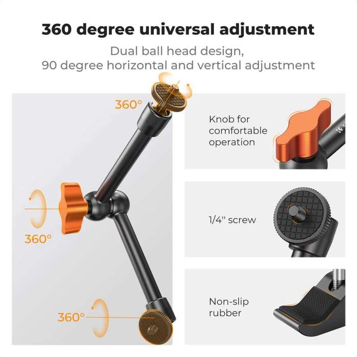 KF31.131 | K&F 9.8" (25cm) Magic Arm with Super Clamp