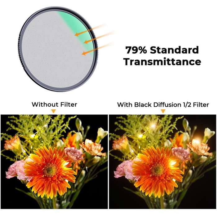 KF01.1656 | K&F 82mm 1/2 Black Diffusion Filter Nano-X Series