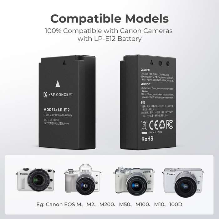KF28.0029 | K&F Battery Kit with 2 Canon LP-E12 Batteries and a Dual Charger