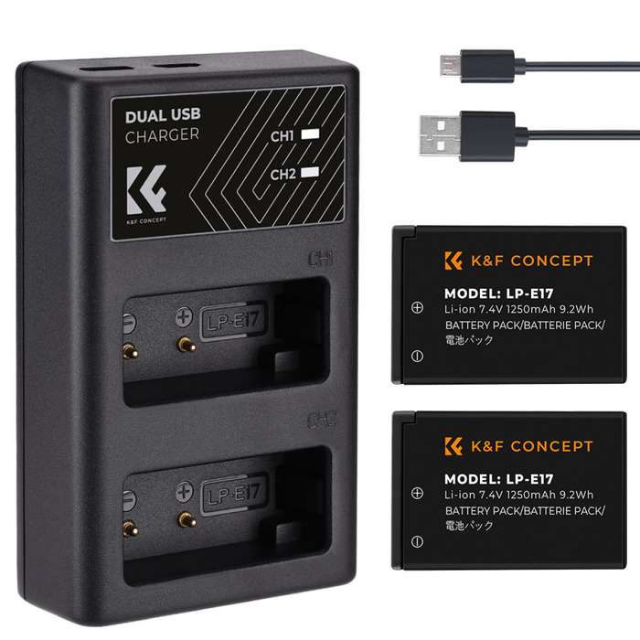 KF28.0014 | K&F Battery Kit with 2 Canon LP-E17 Batteries and a Dual Charger