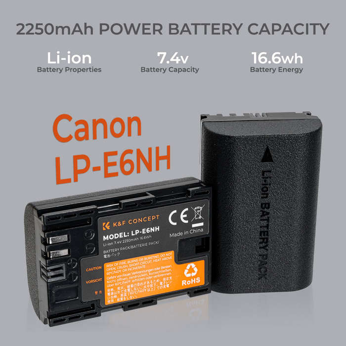 KF28.0021 | K&F Battery Kit with 2 Canon LP-E6NH Batteries and a Dual Charger