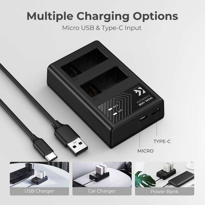 KF28.0027 | K&F Battery Kit with 2 Canon LP-E8 Batteries and a Dual Charger