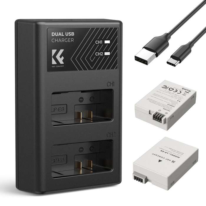 KF28.0027 | K&F Battery Kit with 2 Canon LP-E8 Batteries and a Dual Charger