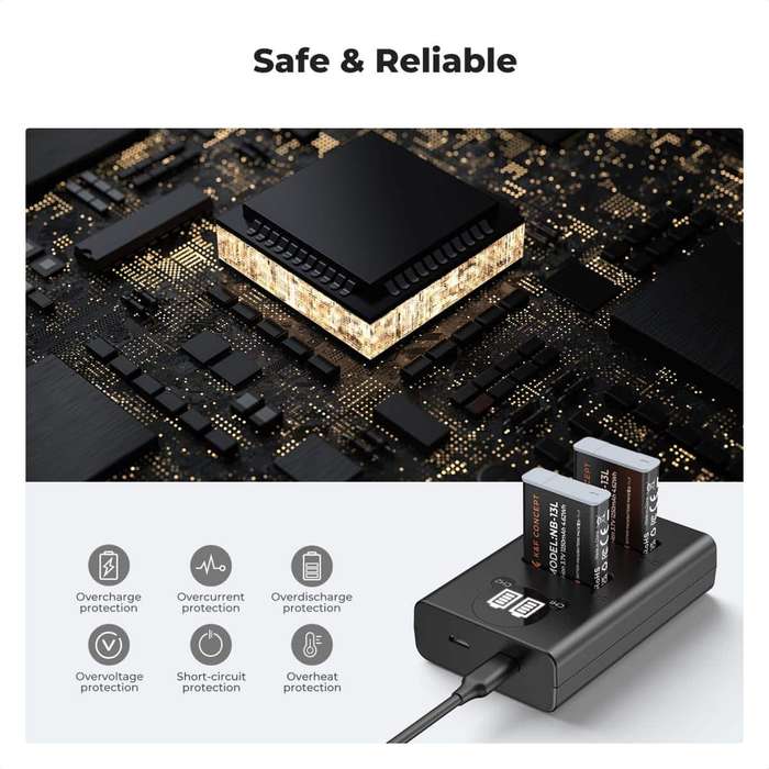 KF28.0043 | K&F Battery Kit with 2 Canon NB-13L Batteries and a Dual Charger