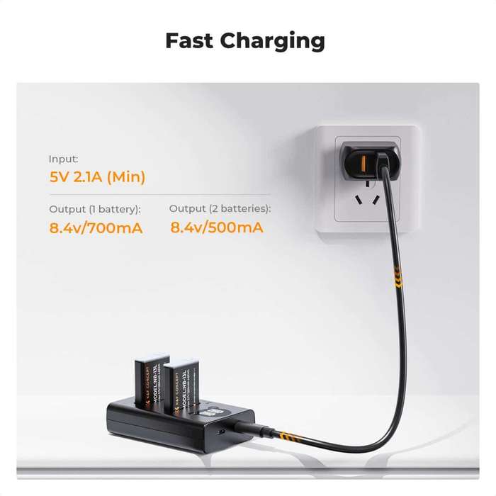 KF28.0043 | K&F Battery Kit with 2 Canon NB-13L Batteries and a Dual Charger