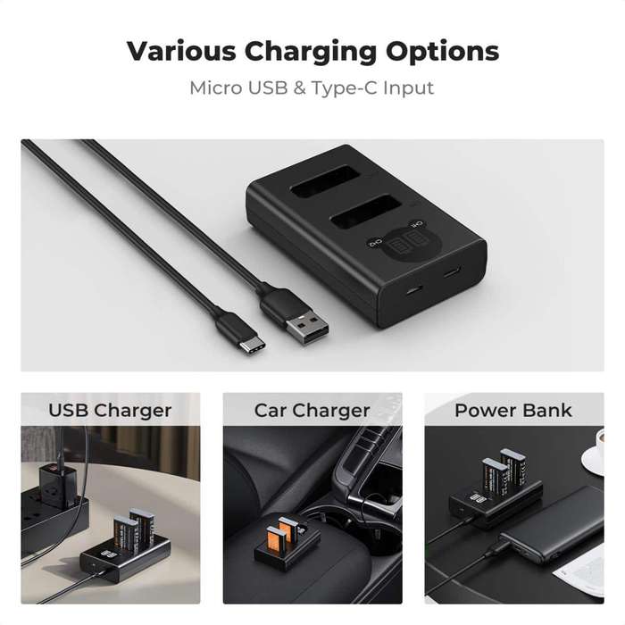 KF28.0043 | K&F Battery Kit with 2 Canon NB-13L Batteries and a Dual Charger
