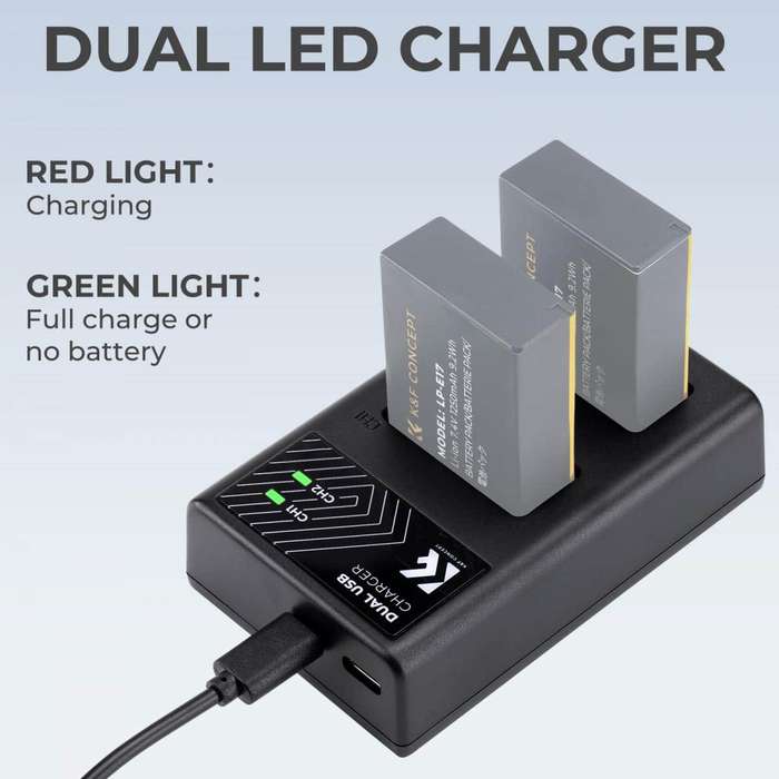 KF28.0008 | K&F Dual Charger for Canon LP-E17 Batteries