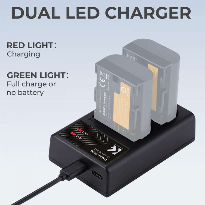 KF28.0007 | K&F Dual Charger for Canon LP-E6NH Batteries