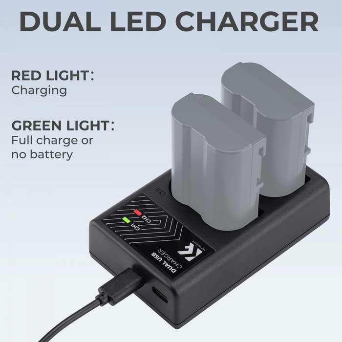 KF28.0006 | K&F Dual Charger for Nikon EN-EL15 Batteries