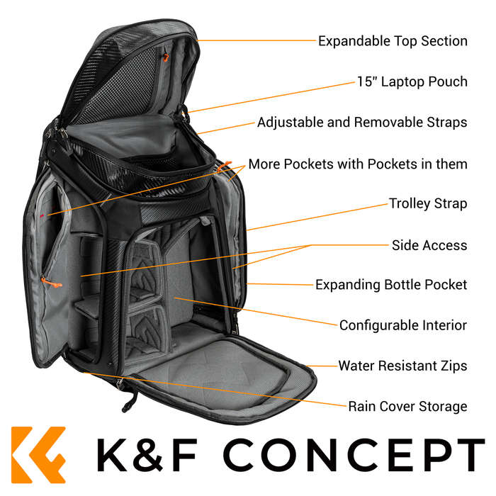 KF13.105 | K&F Exec-Shooter (Grey) Photographers Backpack
