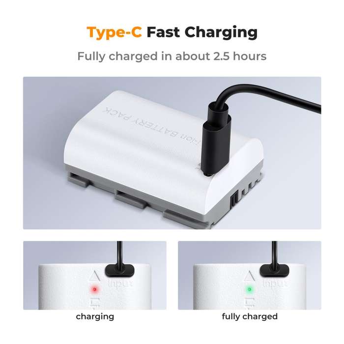 KF28.0033 | K&F LP-E6NH Camera Battery for Canon with USB-C Charging Port